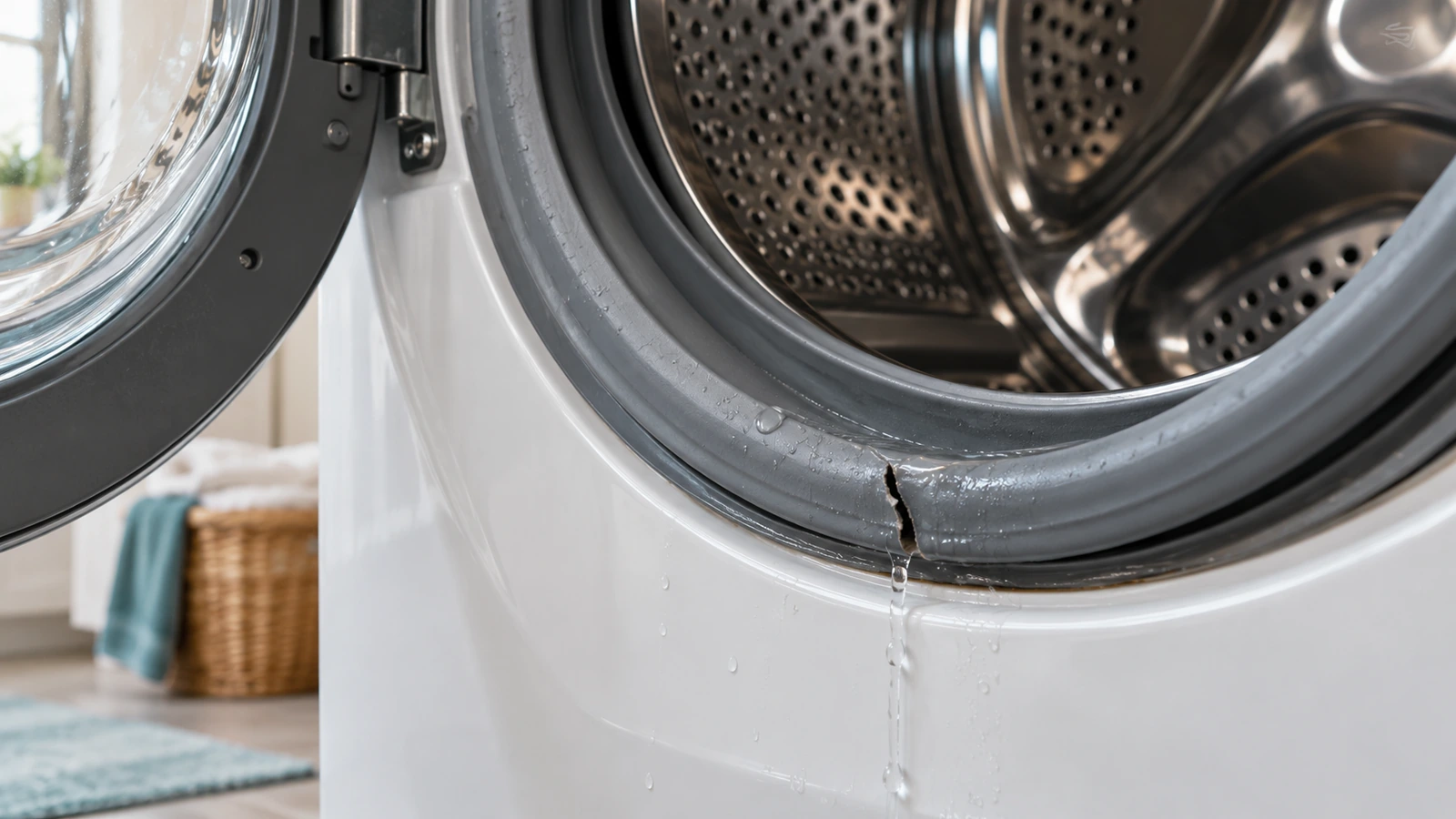 Tear and dripping water on a front-load washer door gasket